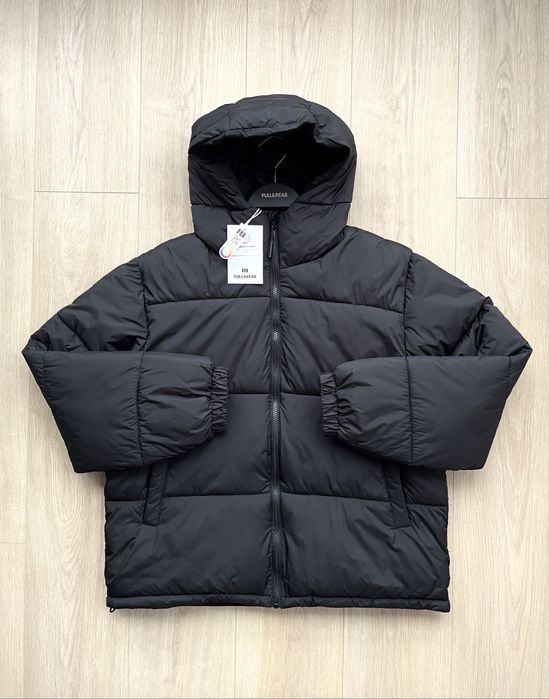Куртка Pull&Bear Puffer Jacket Оригінал Зимова Мужская Черная Пуховик