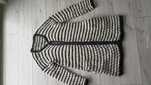 Sweter kardigan norweski wełna długi kieszenie handmade XL/XXL 1złwys