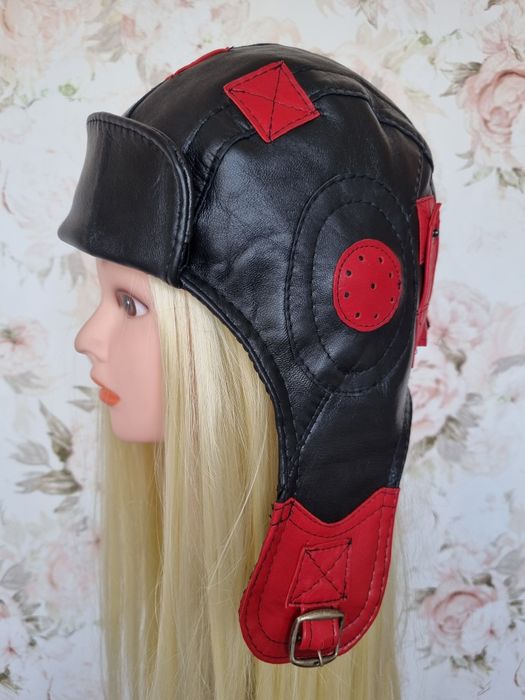 Czapka pilotka skórzana unisex