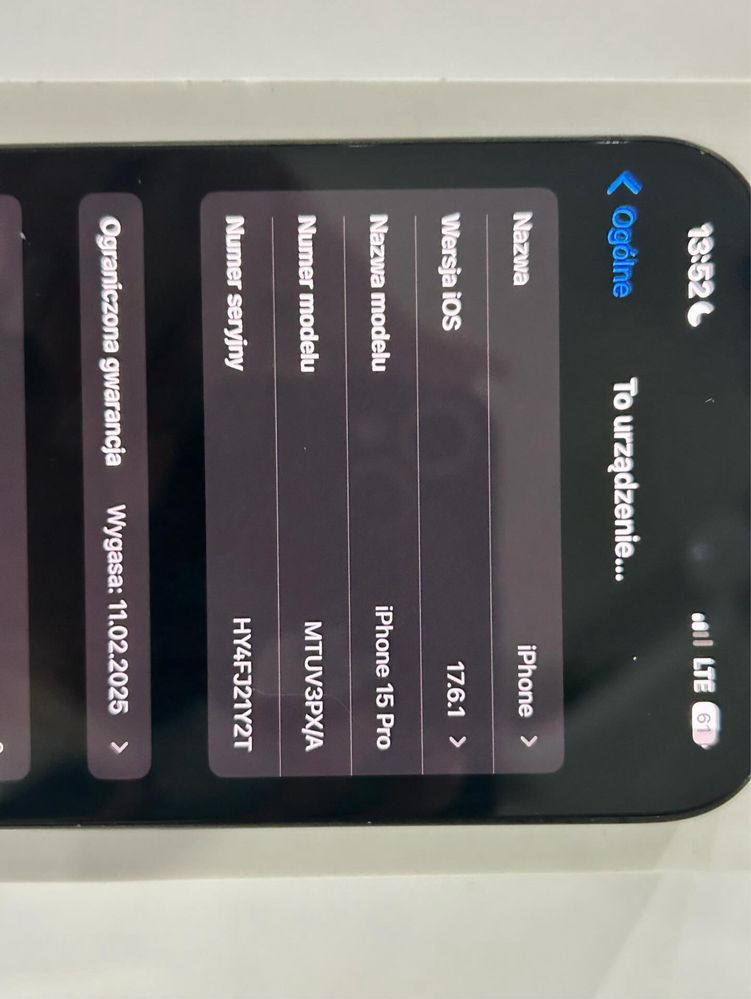 Smartfon iPhone 15 Pro 128GB 5G 6.1" Tytan czarny