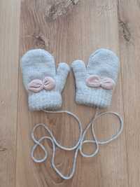 Nowe rękawiczki dla niemowlaka dziewczynki 0-6m połyskująca nitka