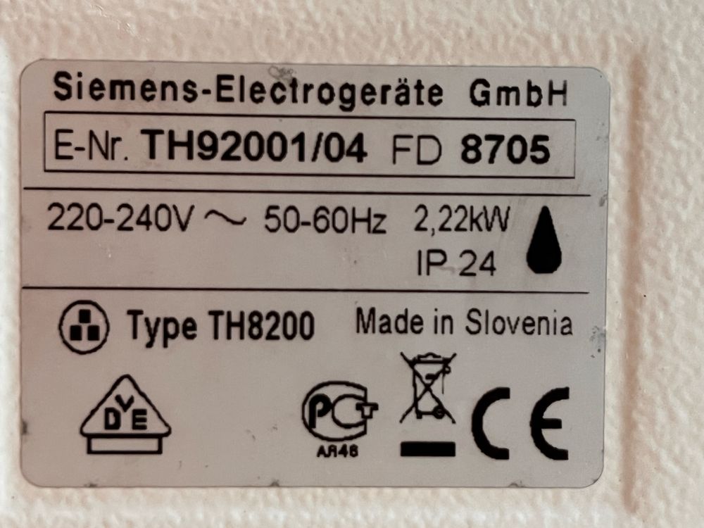 Secador mãos de parede Siemens TH92001/04