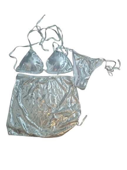 Bikini 3-częściowe srebrne M (624)