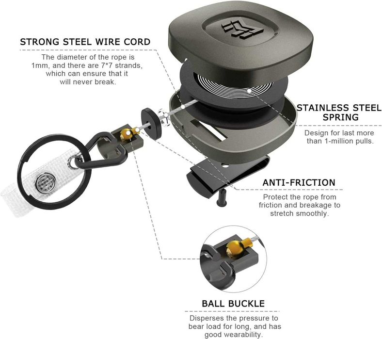 Brelok do kluczy wysuwany MNGARISTA z drutem stalowym BHA602 SPP410