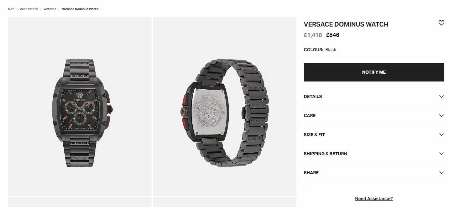 Relogio Versace Dominus Black