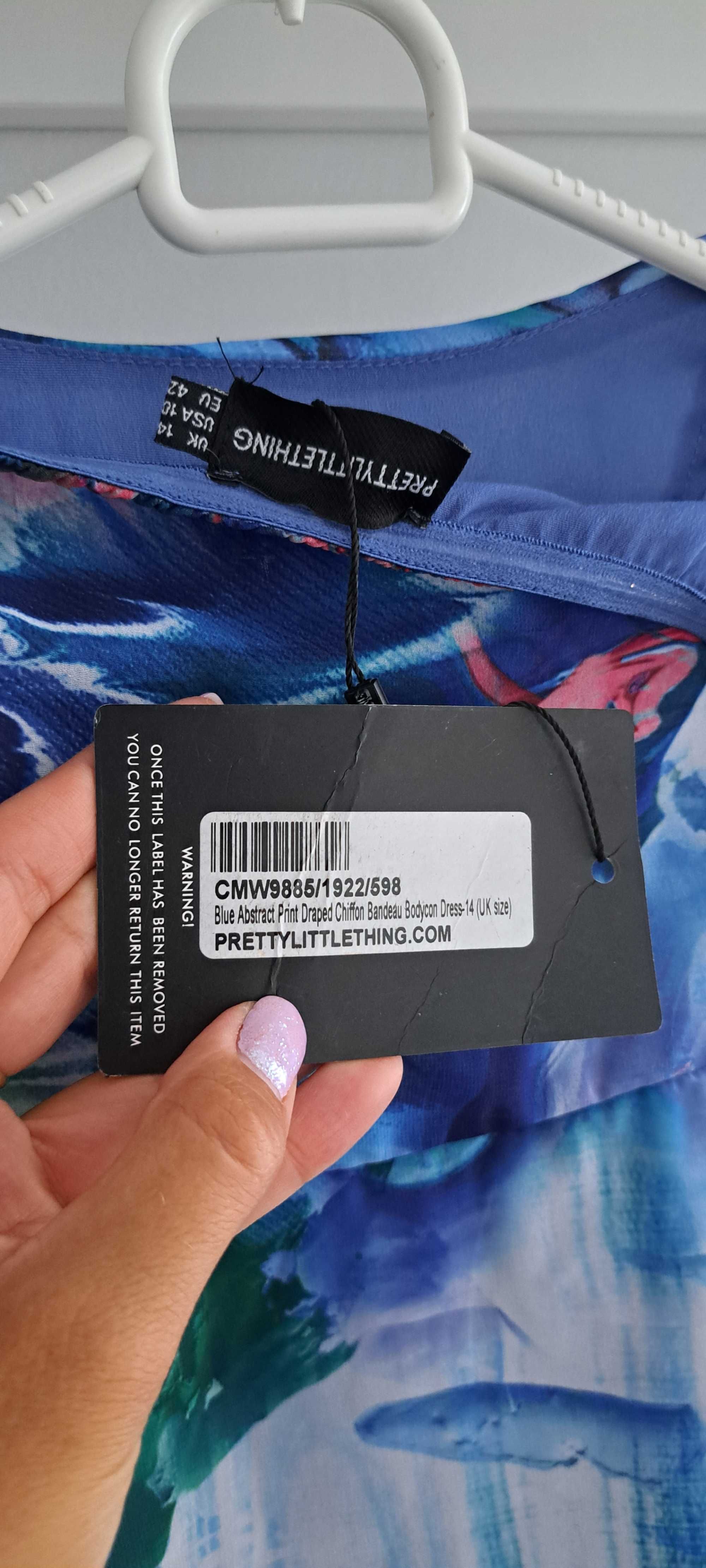 Letnia sukienka bez ramiączek gorsetowa szyfonowa 42 PrettyLittleThing