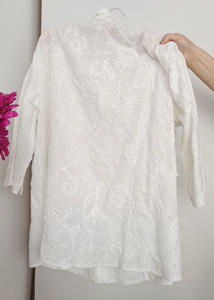 Biała haftowana bluzka koszula XXL bawełniana plus size piękna