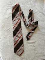 Krawat w paski włoski Sand 100%jedwab srebrno-czarny Dzień Ojca 2+1