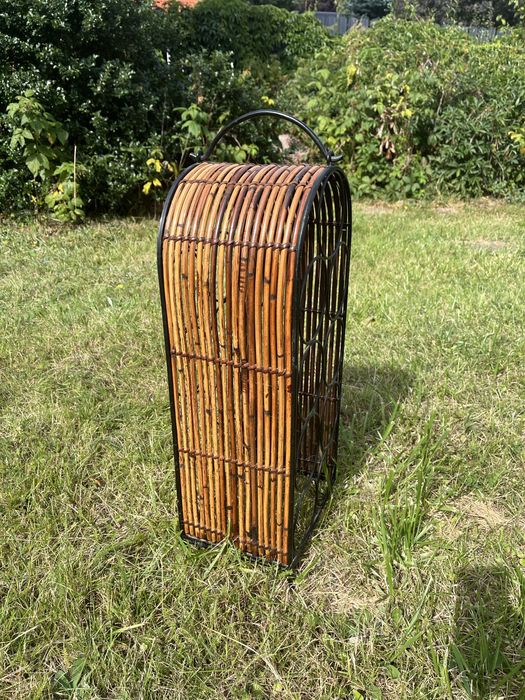 Stojak na wino Stal + Rattan