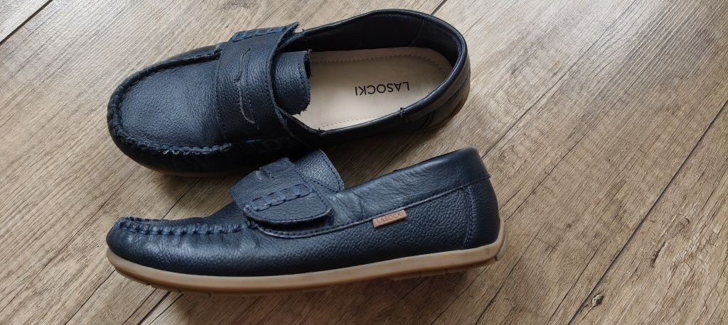 Lasocki skórzane mokasyny 32 granatowe