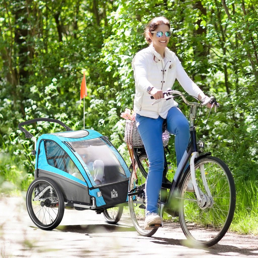Дитячий 2-місний велосипедний причіп і візок 2в1 ALL4BABY до 40кг