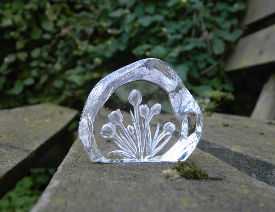 Capredoni Dartington Crystal Flower TULIP paperweight przycisk papieru