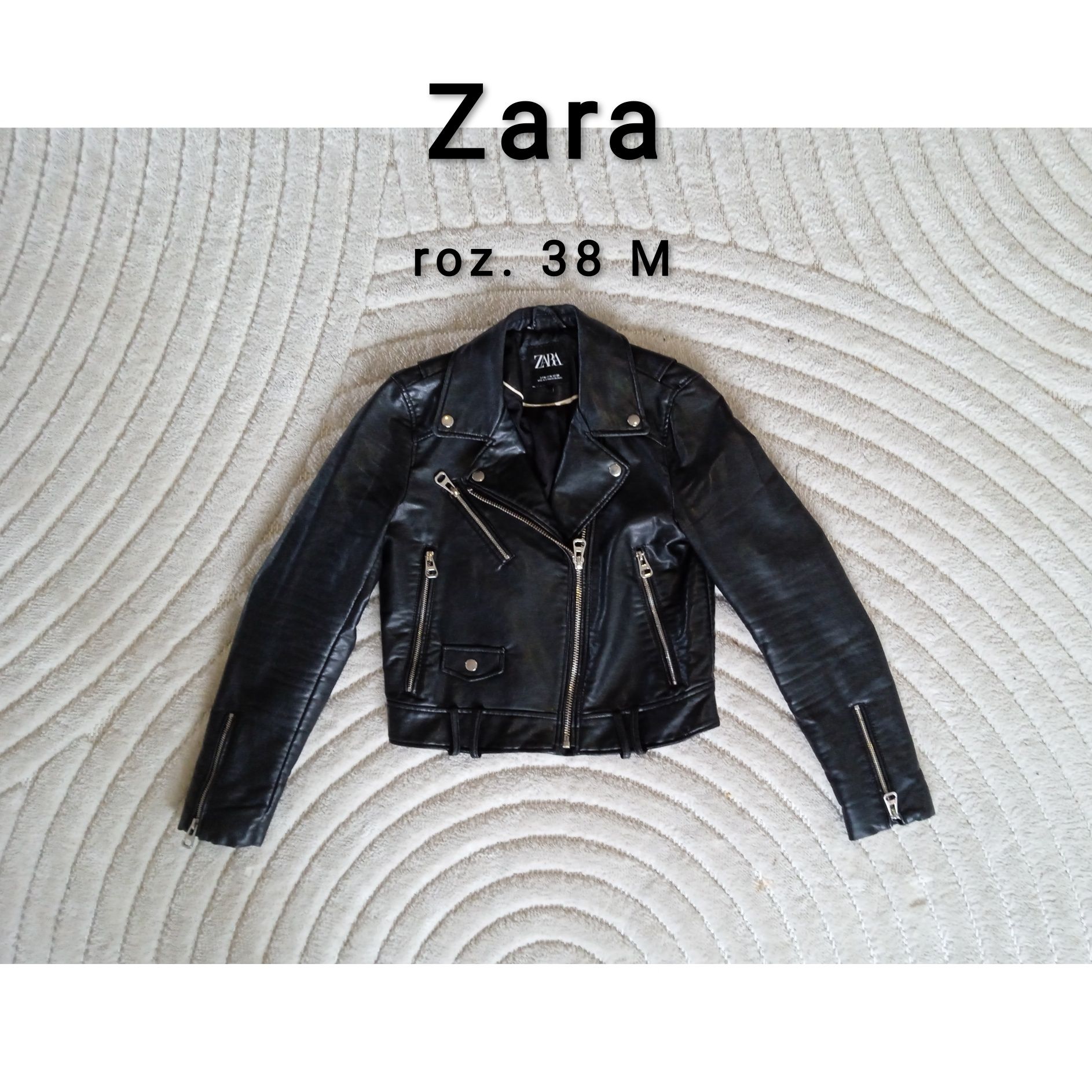 Zara 38 M oryginalna hit Ramoneska Eko skóra czarna damska motocyklowa