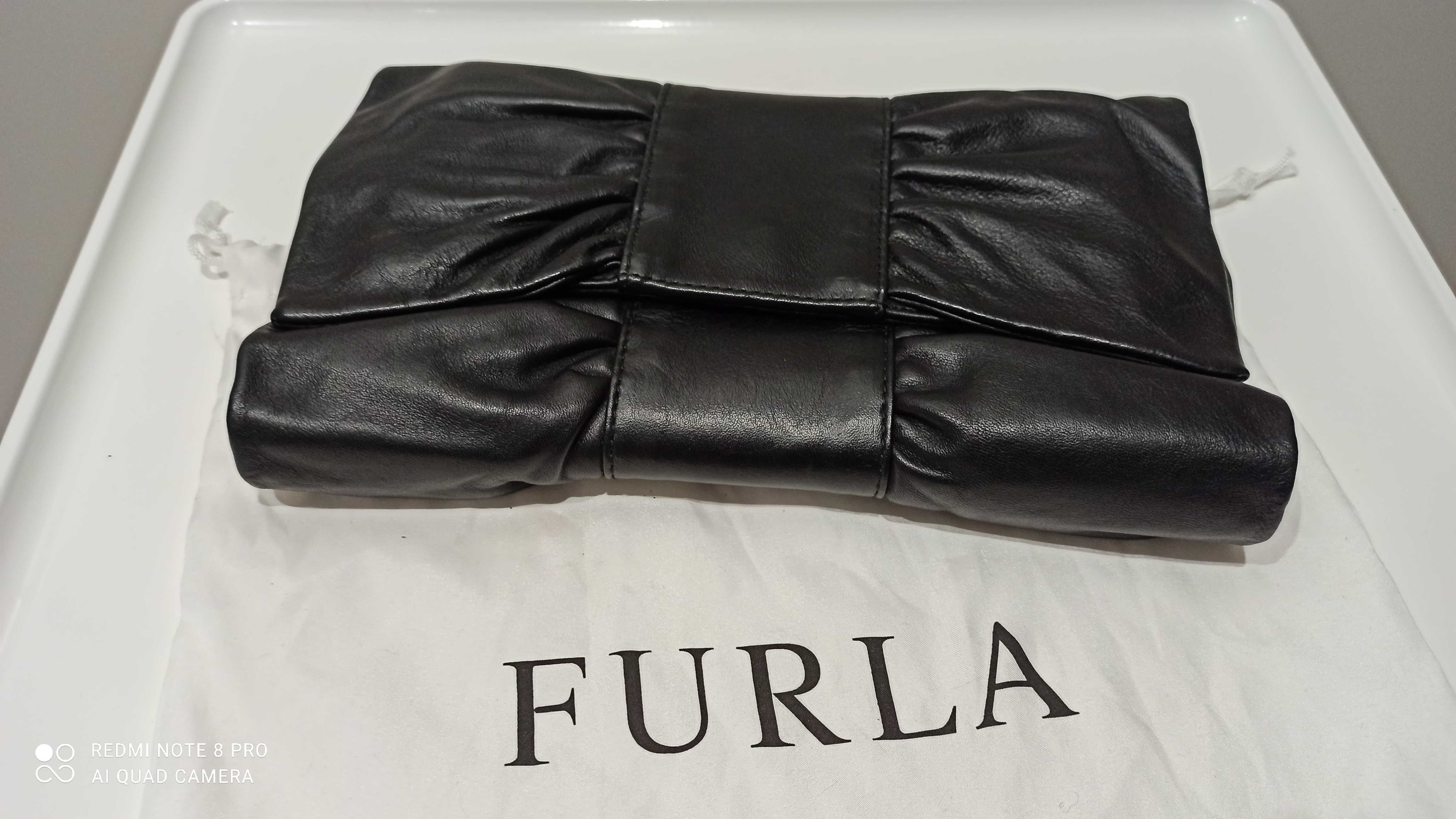 Женский клатч "Furla" Италия (оригинал) черный, кожа.