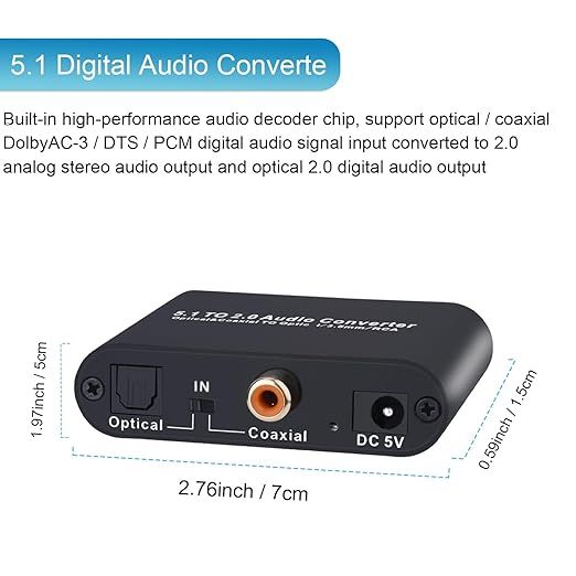 cyfrowy konwerter dac audio 5.1 x