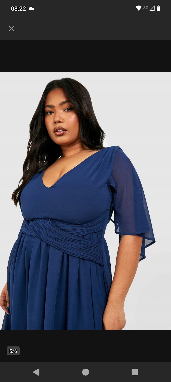 Boohoo Granatowa sukienka maxi 46 plus size curve wesele