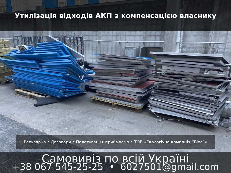 Вивіз відходів Алюмінієвих композитних панелей 4–6 мм + Компенсація