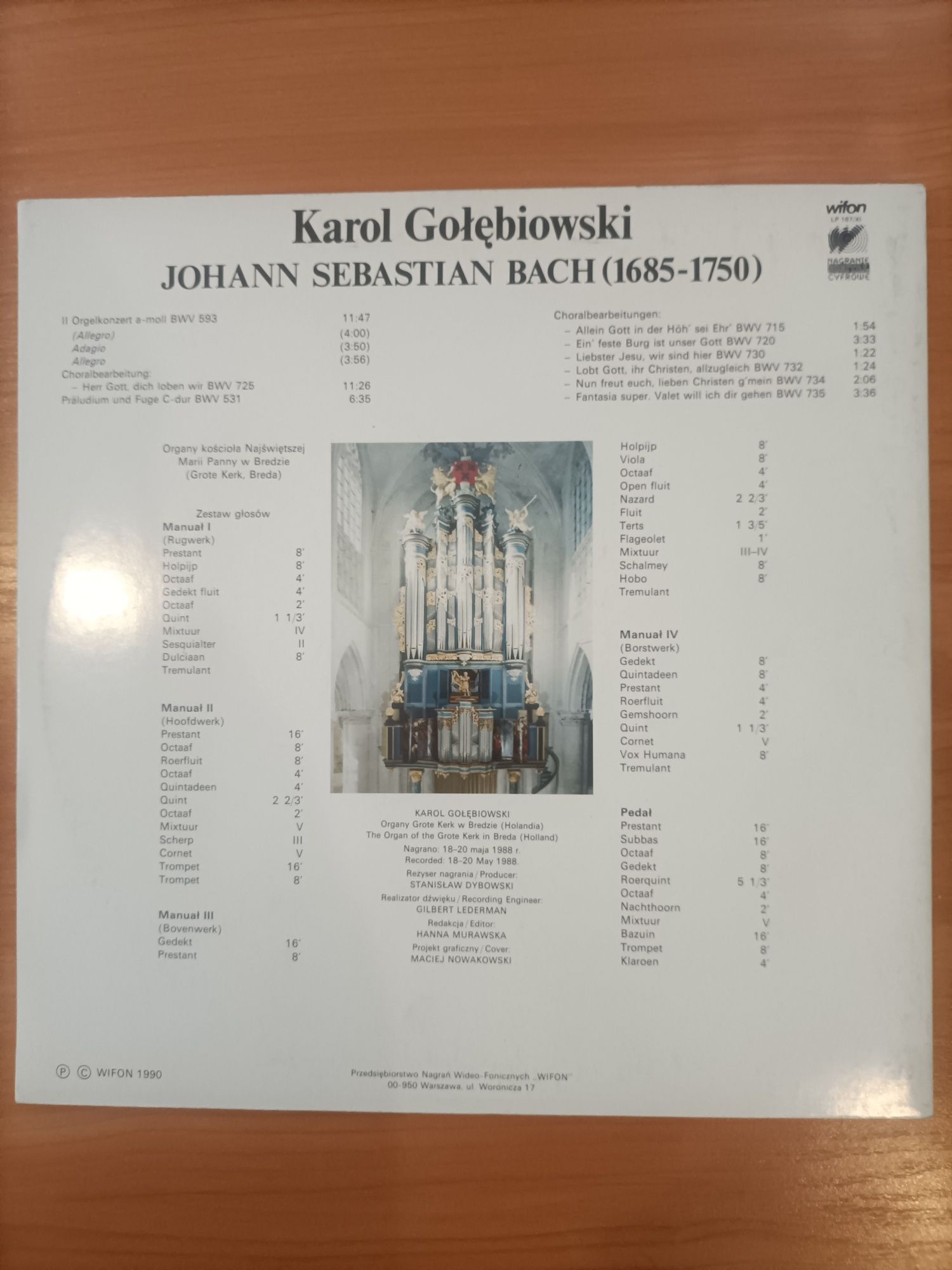 Пластинка J.S.Bach Karol Gołębiewski