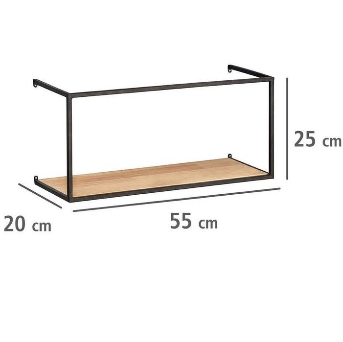 Półka na ścianę ścienna czarna drewno loft styl industrialny 55x25x20