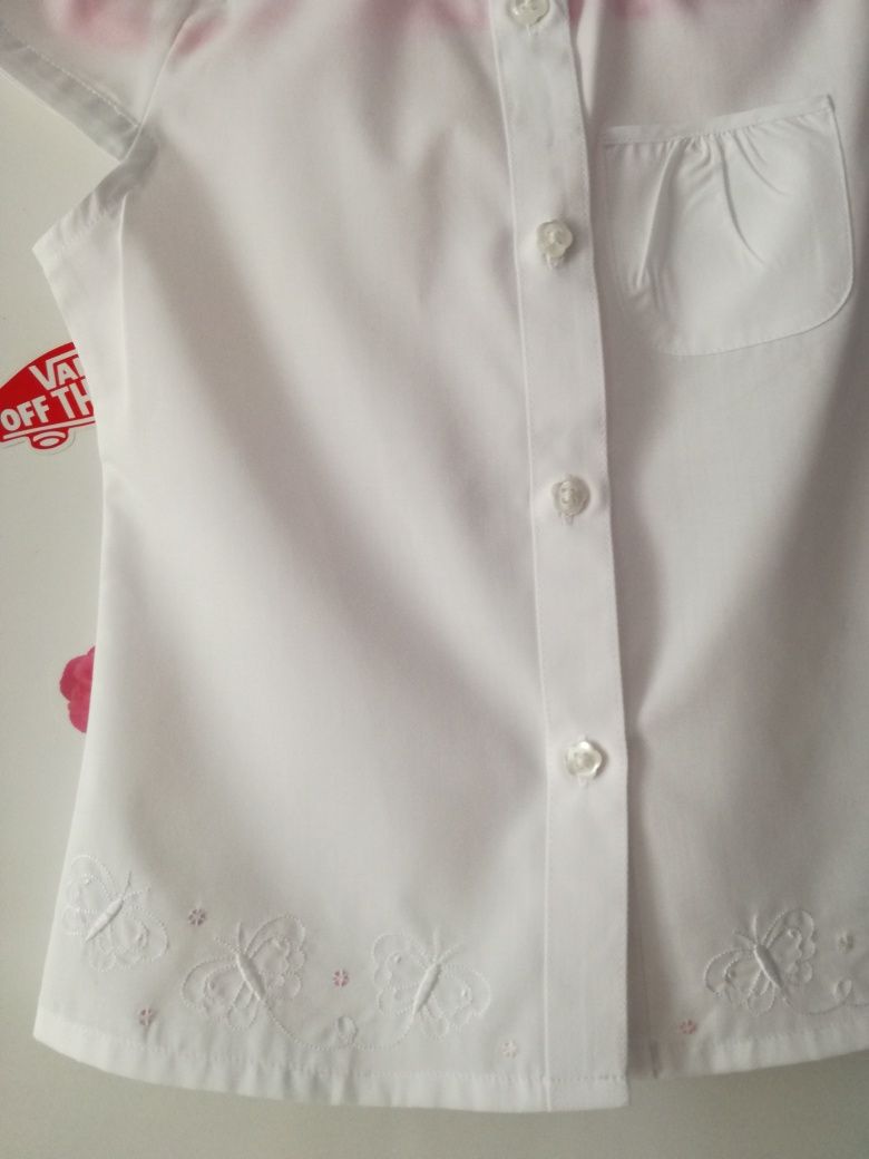 Nowa biała koszula wizytowa, dziewczęca rozmiar 122
