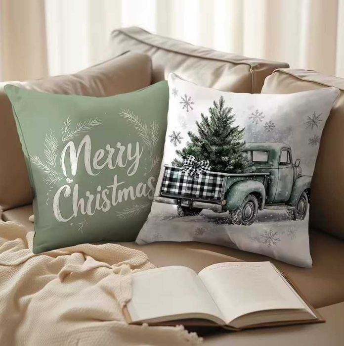 Świąteczne poszewki na poduszki, 45x45cm, Różne wzory, Szybka Wysyłka!