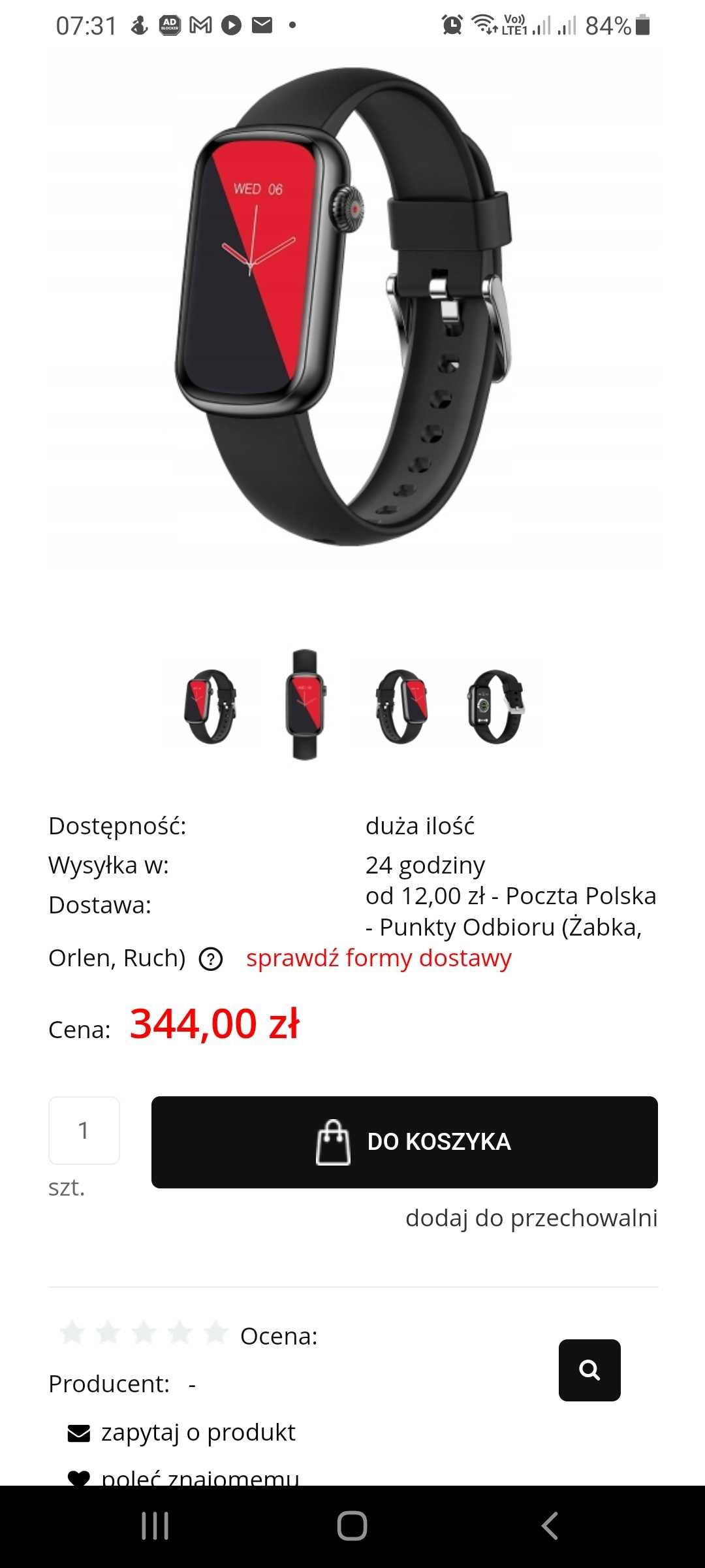 SmartWatch Garett 2 Action czarny dowód zakupu paragon