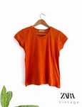T-shirt Vintage Zara Laranja  Canelada Algodão