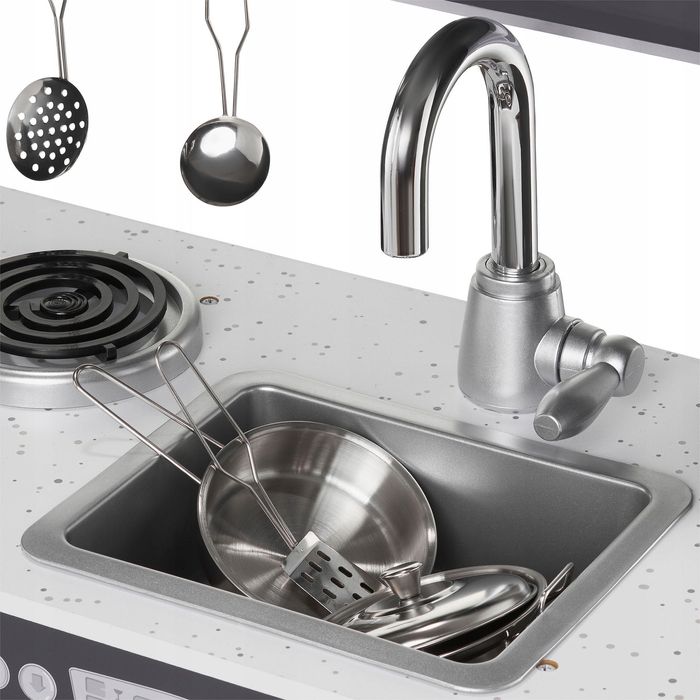 Duża Kuchnia Drewniana Dla Dzieci XXL Światło Płyta Grzewcza Pokrętła