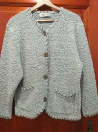 Bluza damska sweter zapinana marynarka guziki kieszenie szara