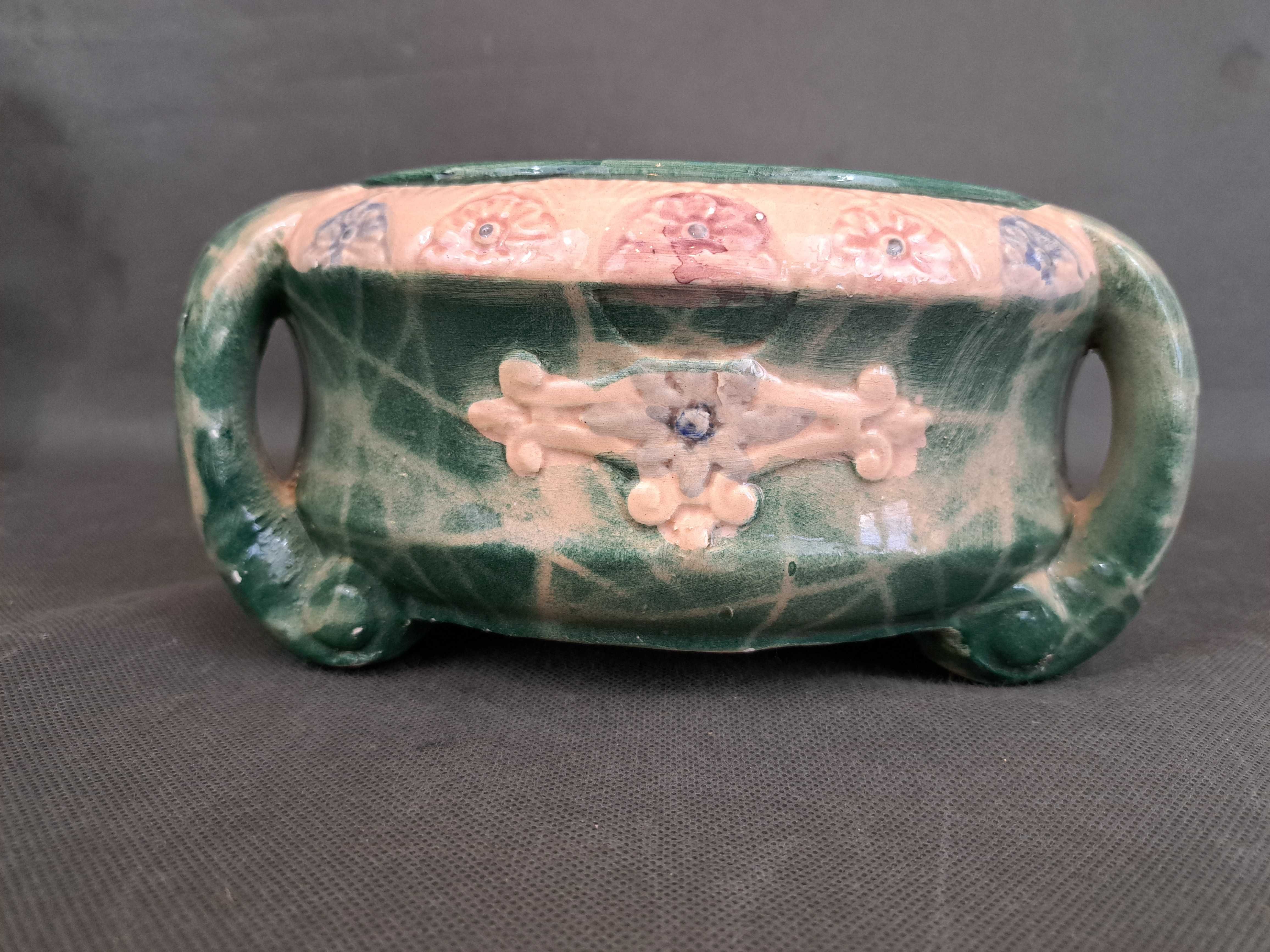 Doniczka ceramiczna, secesja, majolika