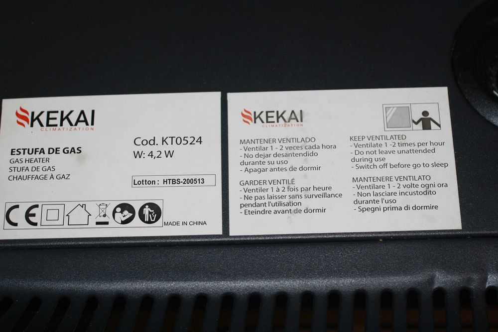 KEKAI KT0524 Estufa a gás butano, cerâmica, 4200 W