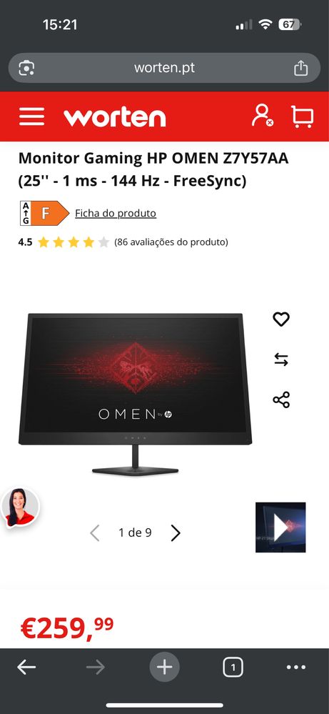 Monitor Gaming HP 25