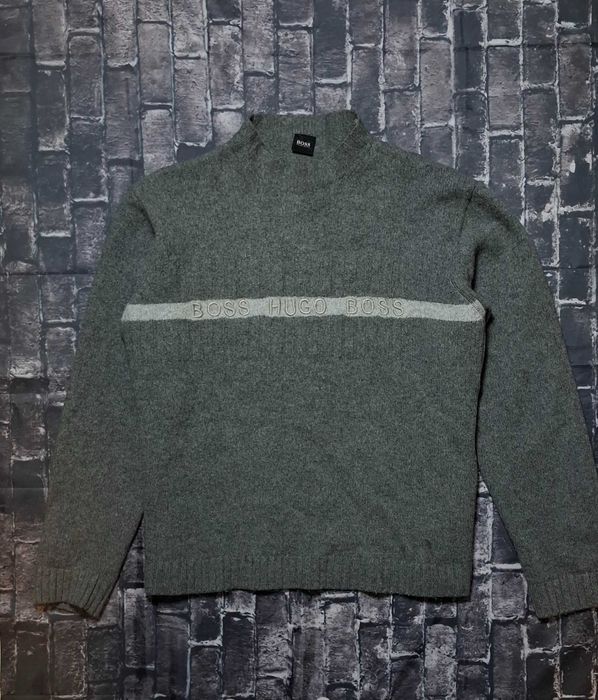 Hugo Boss sweter męski vintage wełniany, wool, retro, premium, logo