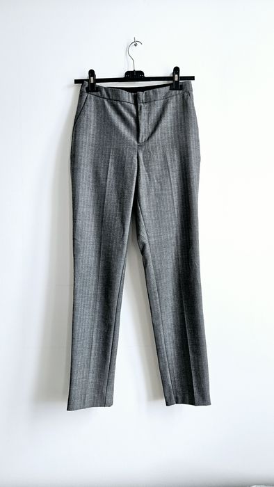Szare eleganckie spodnie jodełka garniturowe kant XS 34 S 36 casual
