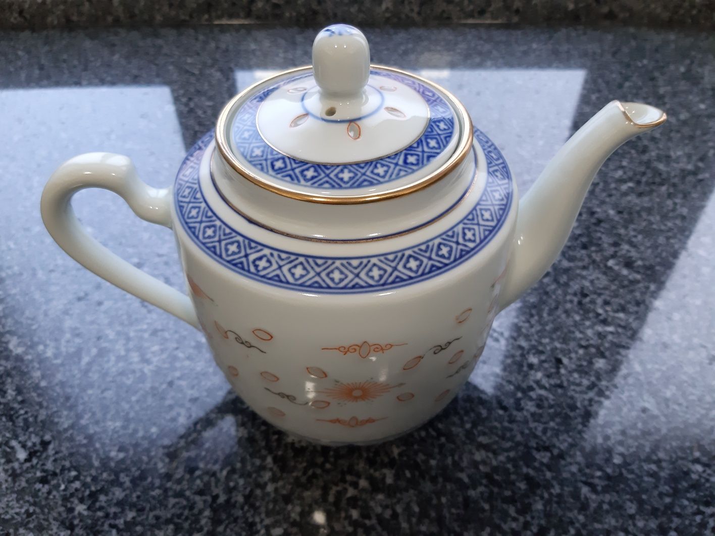 Conjunto de chá de porcelana chinesa "bago de arroz"