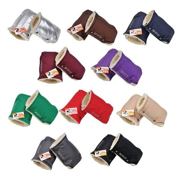 Зимняя муфта-перчатки на овчине на коляску For Kids