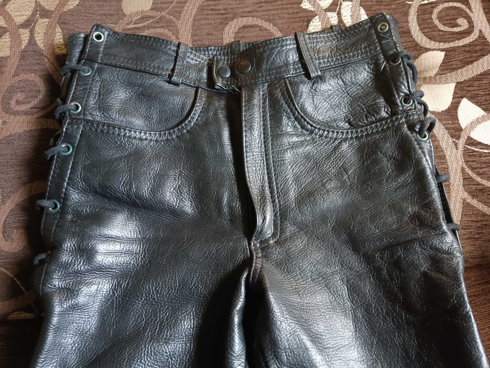 Spodnie skórzane damskie wiązane S/XS