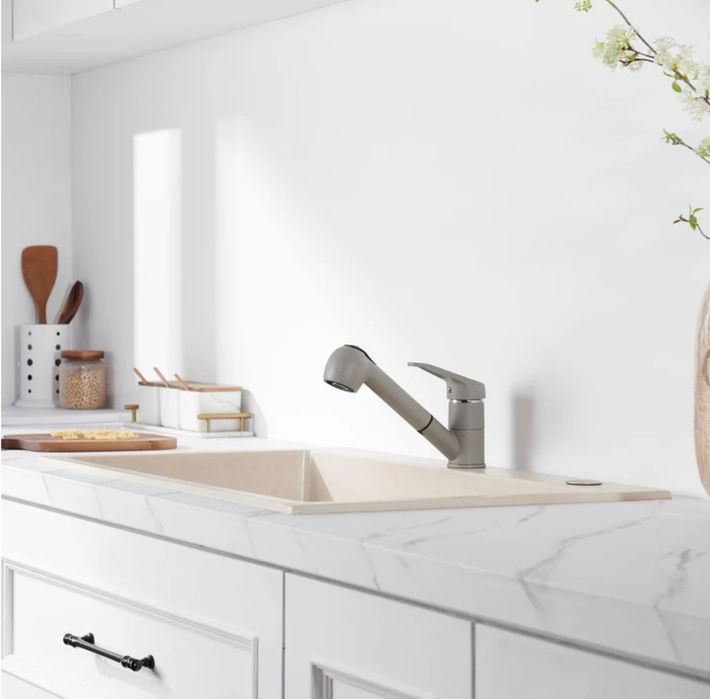 Wysuwany kran kuchenny, Auralum Bateria z wylewką granitowo-szary