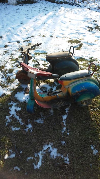 Blaszany skuter na pedały dla dziecka unikat KROSZKA VESPA AZAK PRL