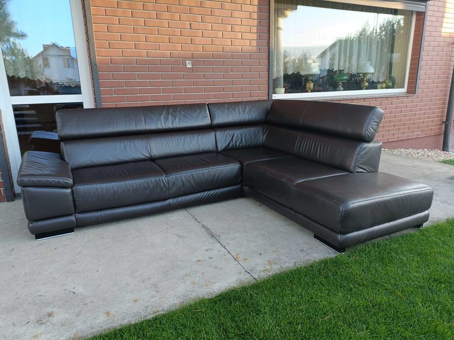 Sprzedam narożnik ze skory -Skóra -skórzany –skórzana -skórzane