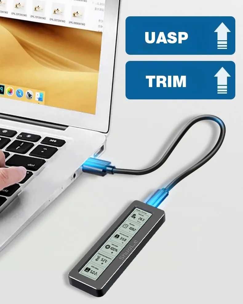 Внешний адаптер ShuoLe M.2 NVMe/NGFF 2280 SSD to USB 3.2 c экраном