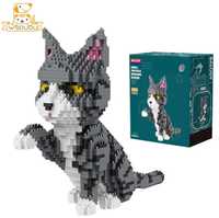 Kot klocki konstrukcyjne KOTEK 3D zabawka dla dzieci na prezent pudełk
