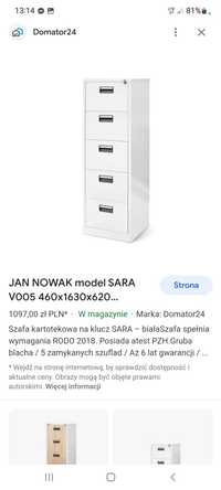 Szafa Biurowa Kartotekowa Jan Nowak SARA