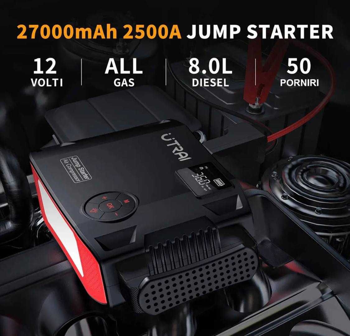 Бустер Компресор Пусковий Пристрій Utrai Js 5 2500A 27000mah Повербанк