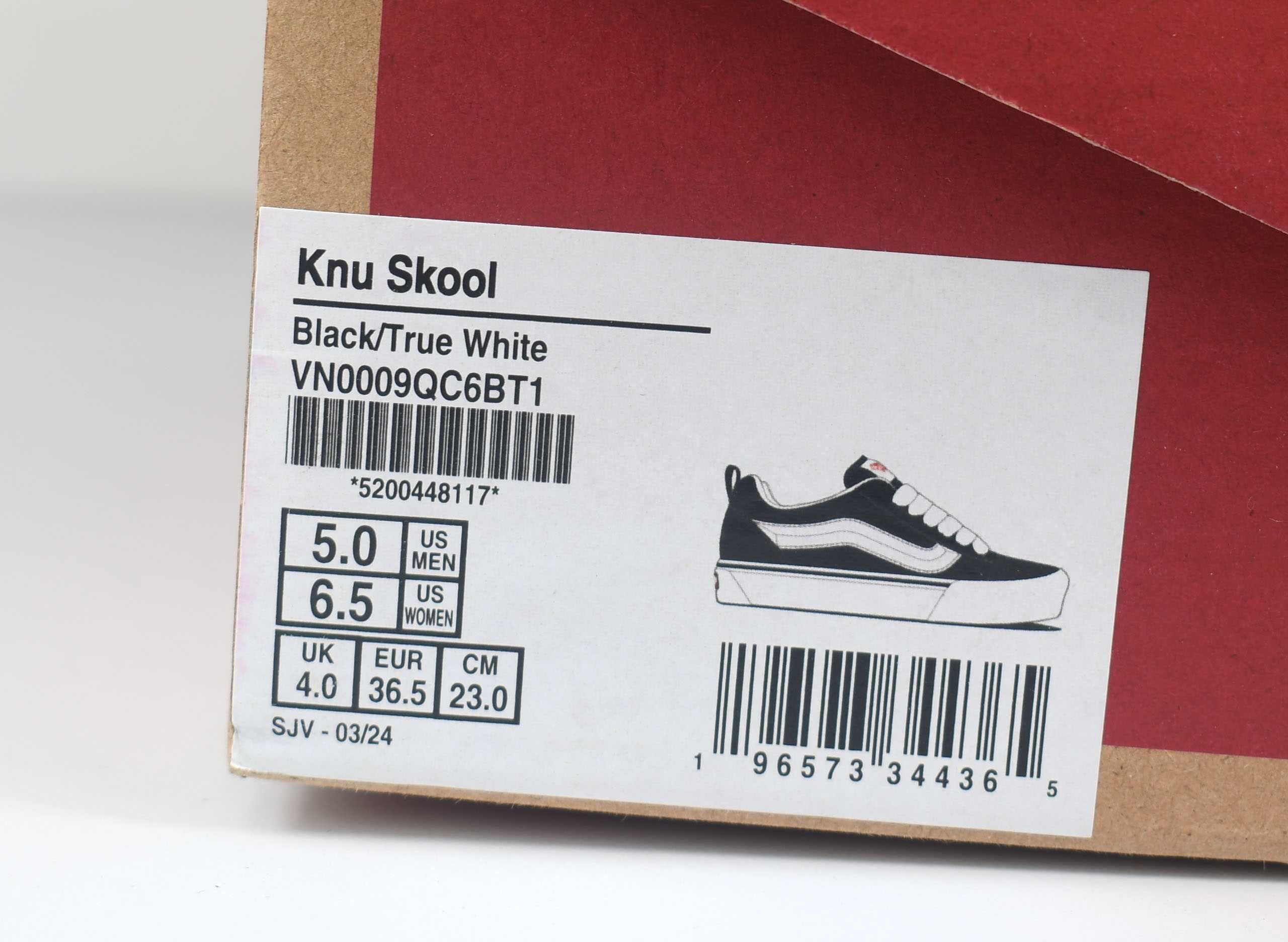 Vans Knu Skool Black White roz. 36.5