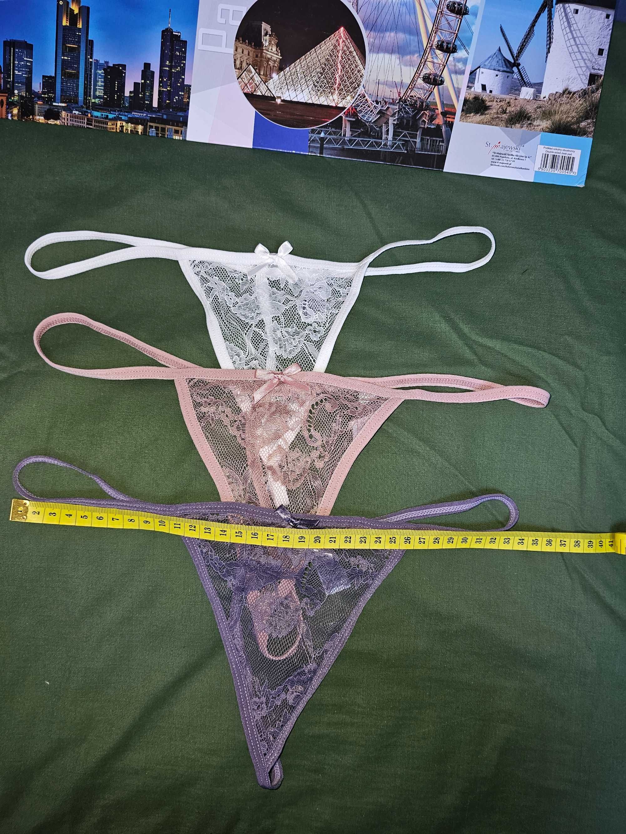 Majtki damskie stringi koronkowe L