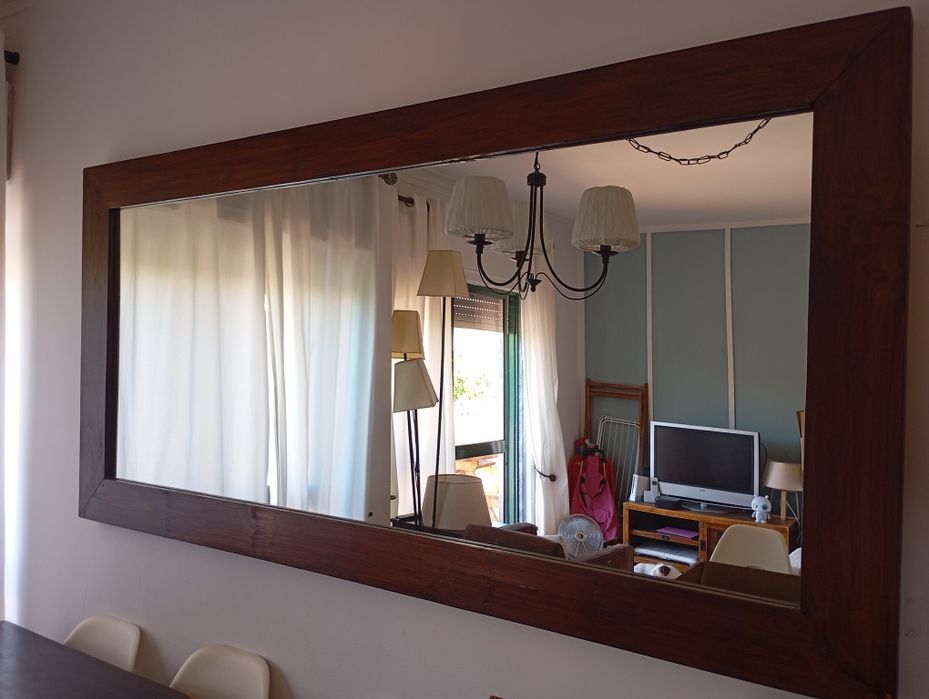 Espelho rectangular moldura madeira maciça