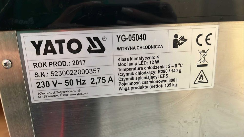 witryna chłodnicza YATO YG-05040. Stan idealny