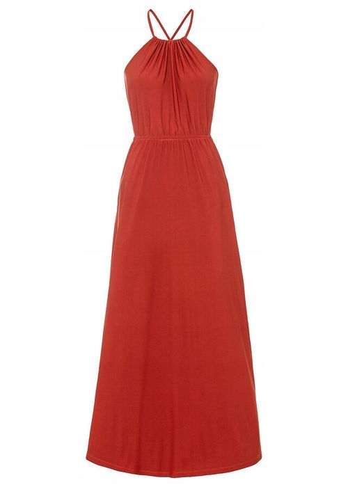 Sukienka maxi miedziana wycięcia r.40/42