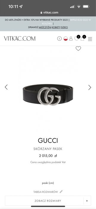 Gucci - oryginalny pasek skorzany 90 (Vitkac)